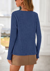 PRETTYGARDEN Women's Long Sleeve Shirts Fall Fashion Clothes Casual Ribbed V Neck Loose Tunic Tops Lightweight Sweaters