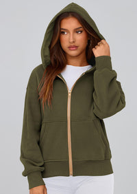 Y2K Zip Up Hoodie Long Sleeve Loose Fit Pockets Casual Sweatshirt