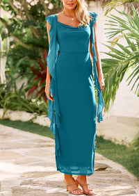 Sleeveless Ruffle Cocktail Party Maxi Bodycon Dresses