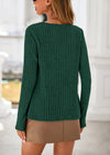 PRETTYGARDEN Women's Long Sleeve Shirts Fall Fashion Clothes Casual Ribbed V Neck Loose Tunic Tops Lightweight Sweaters