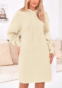 Knit Pullover Long Sleeve Hoodie Sweater Dress