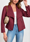 PRETTYGARDEN Women's Faux Suede Jackets Fashion Fall Clothes Long Sleeve Open Front Cropped Coat Outwear