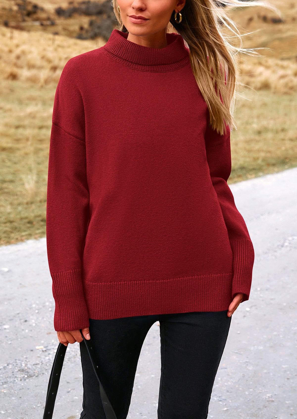 Long Sleeve Oversized Chunky Knitted Casual Turtleneck Sweaters