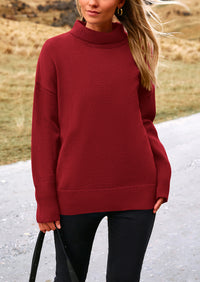 Long Sleeve Oversized Chunky Knitted Casual Turtleneck Sweaters