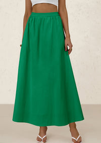 Ruffle High Waisted Casual Long Flowy Maxi Skirts with Pockets