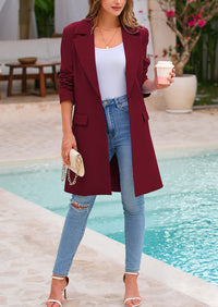 PRETTYGARDEN Women's Spring Fall Long Blazer Jackets Long Sleeve Lapel Pockets Loose Fit Work Casual Blazers Outerwear