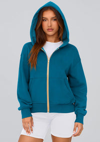 Y2K Zip Up Hoodie Long Sleeve Loose Fit Pockets Casual Sweatshirt