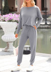 PRETTYGARDEN Lounge Outfit Long Sleeve Crewneck Pullover Tops High Waisted Pants Set Tracksuit