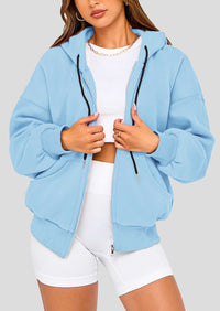 Zip Up Long Sleeve Loose Fit Y2K Casual Hoodies Cardigan