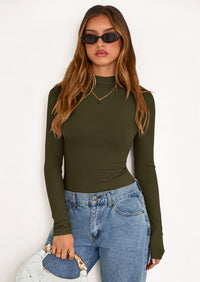 PRETTYGARDEN Women's Turtleneck Long Sleeve Shirts Fall Basic Tees Ribbed Fitted Tops Thermal Layering Knit Top Clothes
