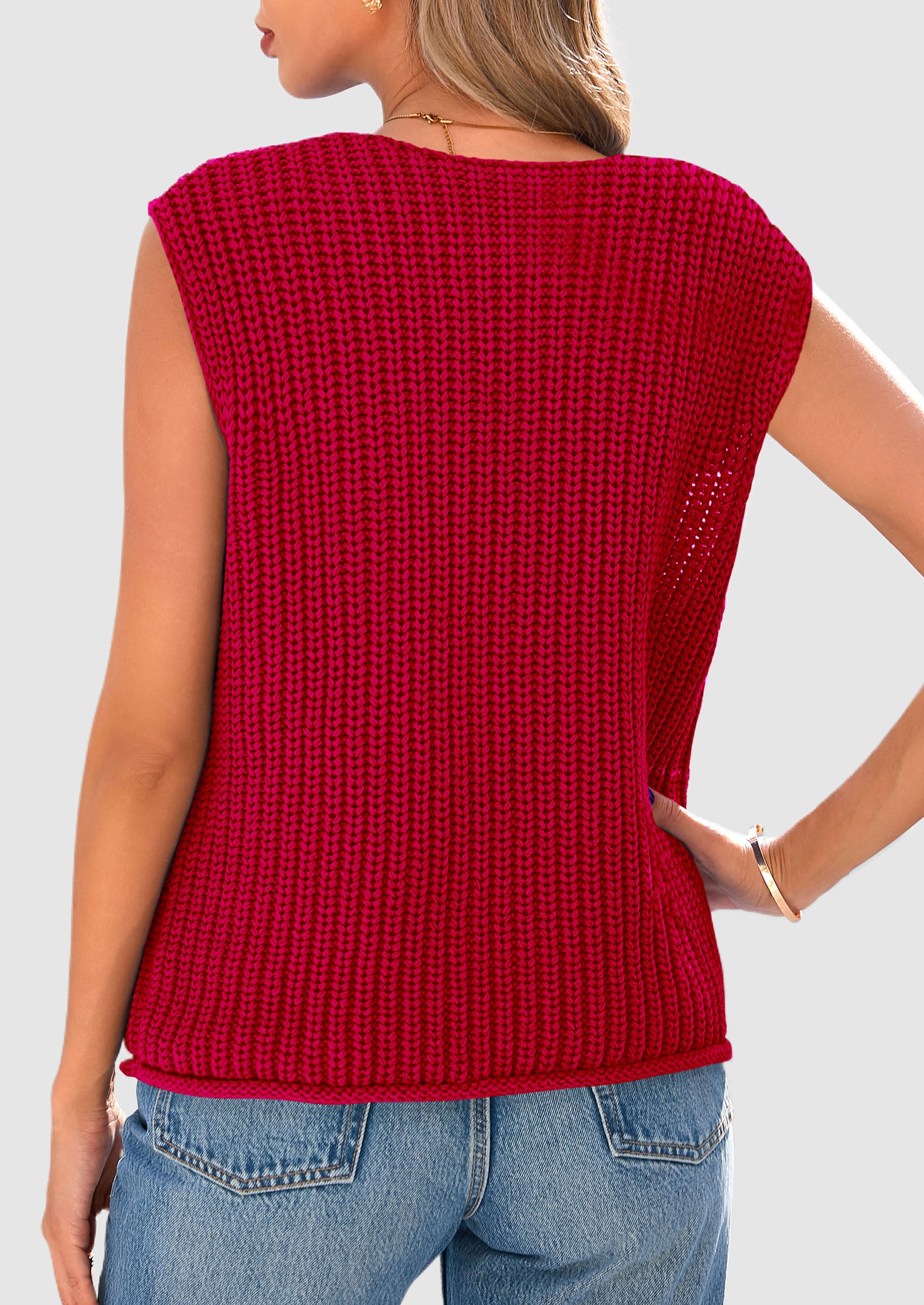 PRETTYGARDEN Women's Summer Sweaters Vest Sleeveless Button Down Cropped Pockets Chunky Knit Cardigan Trendy Tank Tops