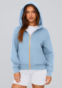 Y2K Zip Up Hoodie Long Sleeve Loose Fit Pockets Casual Sweatshirt