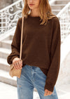 Casual Crew Neck Long Sleeve Pullover Ribbed Knit Loose Fit Sweaters