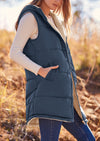 PRETTYGARDEN Womens Fall Reversible Vests Sleeveless Fleece Jacket Zip Up Hoodie Pockets Long Warm Winter Coat Outerwear