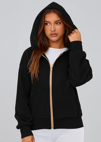 Y2K Zip Up Hoodie Long Sleeve Loose Fit Pockets Casual Sweatshirt