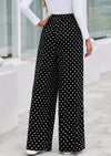PRETTYGARDEN Casual Women's Pants Elastic Waist Palazzo Long Stretchy Wide Leg Trousers Knit Fall Outfits with Pockets
