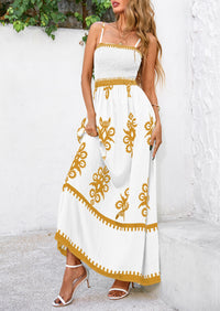 Floral Sundress Spaghetti Strap Flowy Beach Vacation Boho Maxi Dresses