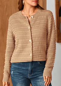 Knit Cardigan Long Sleeve Open Front Button Down Jacket