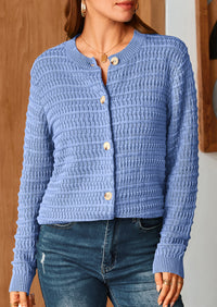 Knit Cardigan Long Sleeve Open Front Button Down Jacket