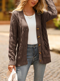Knitted Solid Color Button Down Chunky Outwear Cardigan