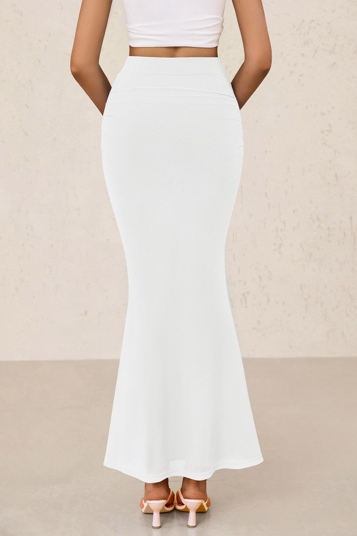Mermaid Bodycon Trendy Casual High Waisted Ruffle Ruched Long Mesh Skirts