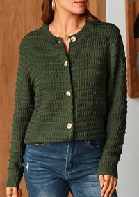 Knit Cardigan Long Sleeve Open Front Button Down Jacket
