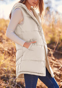 PRETTYGARDEN Womens Fall Reversible Vests Sleeveless Fleece Jacket Zip Up Hoodie Pockets Long Warm Winter Coat Outerwear