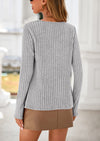 PRETTYGARDEN Women's Long Sleeve Shirts Fall Fashion Clothes Casual Ribbed V Neck Loose Tunic Tops Lightweight Sweaters
