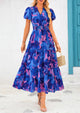 Casual V-neck short sleeved Bohemian Maxi dress