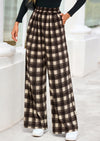 PRETTYGARDEN Casual Women's Pants Elastic Waist Palazzo Long Stretchy Wide Leg Trousers Knit Fall Outfits with Pockets