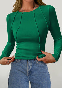Long Sleeved Crop Exposed Casual T-Shirt