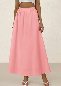 Ruffle High Waisted Casual Long Flowy Maxi Skirts with Pockets