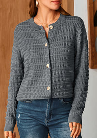 Knit Cardigan Long Sleeve Open Front Button Down Jacket