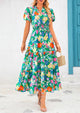 Casual V-neck short sleeved Bohemian Maxi dress