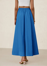 Ruffle High Waisted Casual Long Flowy Maxi Skirts with Pockets