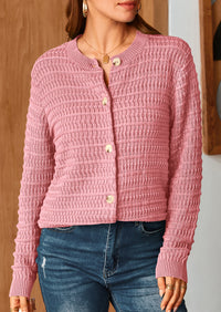 Knit Cardigan Long Sleeve Open Front Button Down Jacket