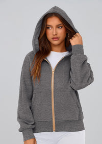Y2K Zip Up Hoodie Long Sleeve Loose Fit Pockets Casual Sweatshirt