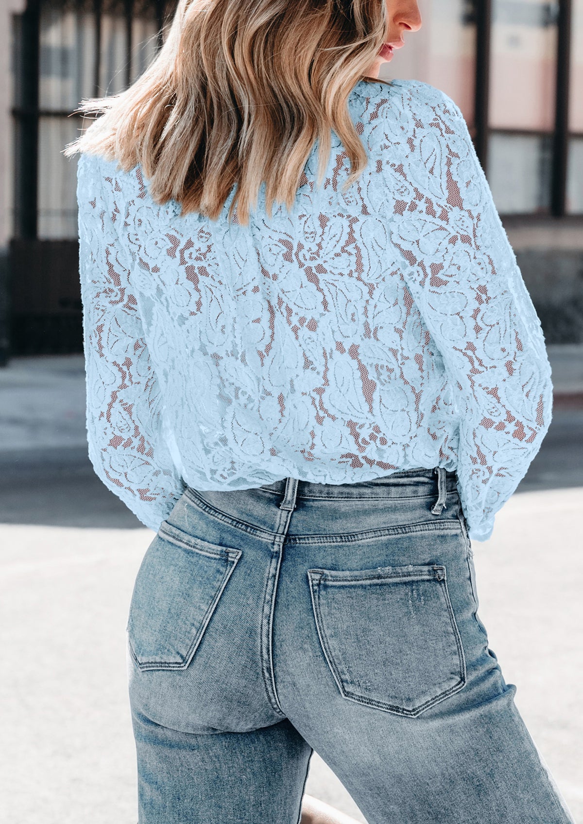 Lace Casual Long Sleeve Button Up Blouses
