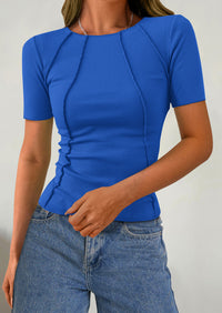 Short Sleeved Casual Round Neck Slim Fit T-Shirt