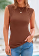 Ribbed Trendy Casual Cap Sleeve Slim Fitted Knit Basic Tank Tops