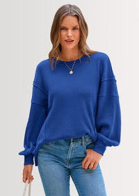 PRETTYGARDEN Oversized Sweatshirt for Women Fashion Crewneck Long Sleeve Pullover Waffle Knit Tops Fall Trendy Clothes