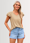 PRETTYGARDEN Summer Tops for Women Spring Trendy Fashion Clothes Casual Ruffle V Neck Short Sleeve Shirts Blouses