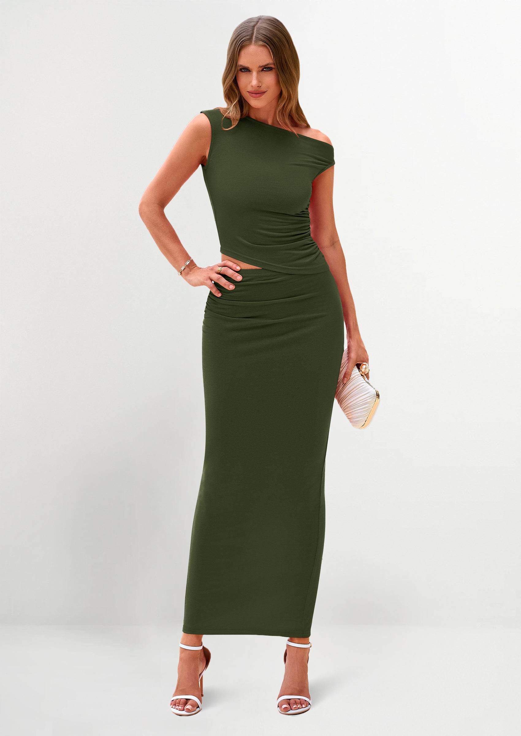 PRETTYGARDEN Maxi Skirt Sets Women 2 Piece Outfits Summer