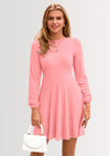 PRETTYGARDEN Womens Long Sleeve Mini Dress Fall Crewneck Ribbed Knit Soft A Line Flowy Casual Short Dresses with Pockets