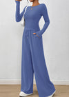 PRETTYGARDEN Women's 2 Piece Lounge Sets Fall Fashion Long Sleeve Crop Top Wide Leg Pants Matching Sets Clothing