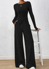 PRETTYGARDEN Women's 2 Piece Lounge Sets Fall Fashion Long Sleeve Crop Top Wide Leg Pants Matching Sets Clothing