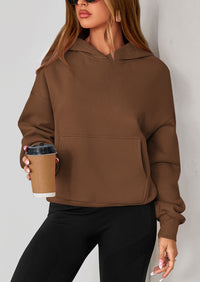 PRETTYGARDEN Women's Fall Hooded Sweatshirts Long Sleeve Half Zip Cropped Hoodies Pullover Winter Fashion Clothes