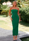 PRETTYGARDEN Women's Bodycon Maxi Tube Dress Ribbed Strapless Side Slit Long Going Out Casual Elegant Party Dresses