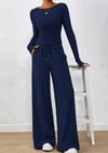 PRETTYGARDEN Women's 2 Piece Lounge Sets Fall Fashion Long Sleeve Crop Top Wide Leg Pants Matching Sets Clothing