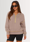 PRETTYGARDEN Women's Hooded Sweatshirts Long Sleeve Half Zip Cropped Hoodie Pullover Winter Fashion Clothes